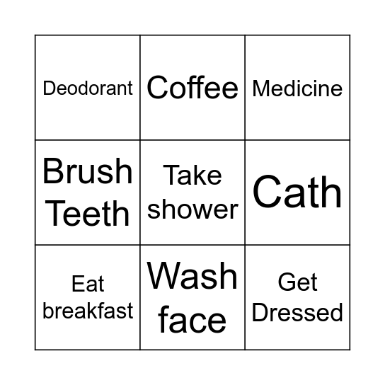 Morning routine Bingo Card