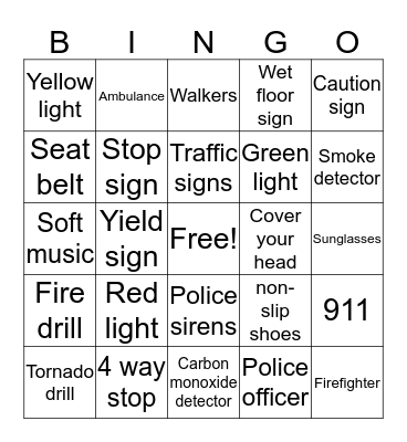 Safety Bingo  Bingo Card