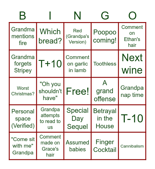 Schuurman Christmas Bingo Card