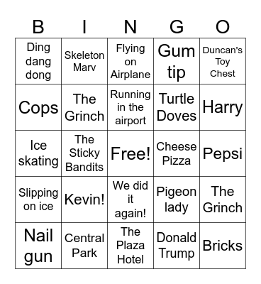 Home Alone 2 Bingo Card