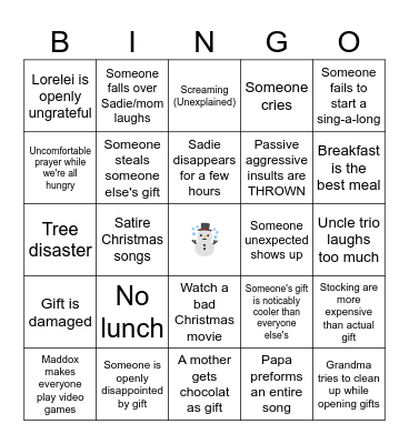 Christmas bingo Card