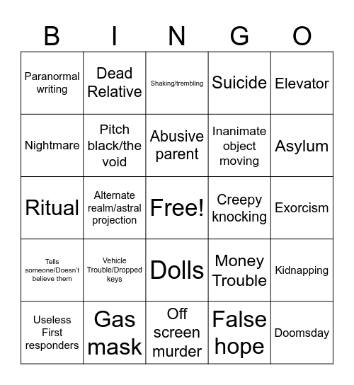 whorer movie bingeo Bingo Card