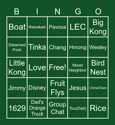 Vue Cali FamBam Bingo Card