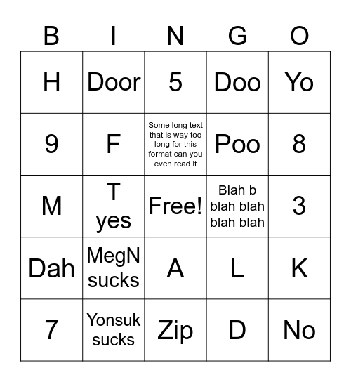 Test bingo Card