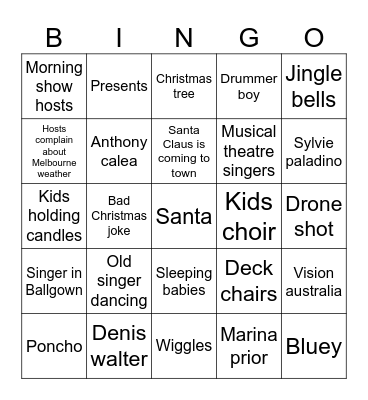 Carols by candlelight Bingo Card