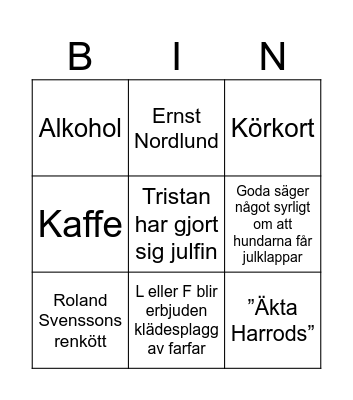 Jul i Valla Bingo Card