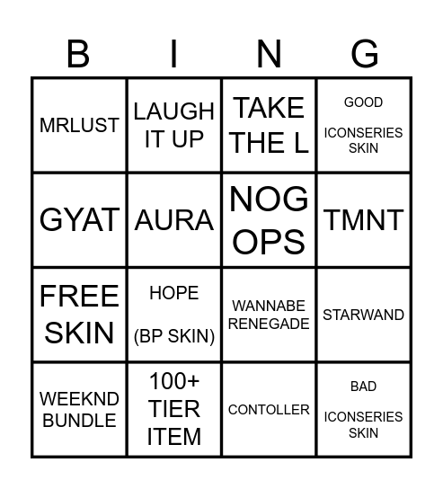 bingo zmrdu Bingo Card