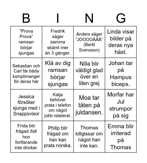 Julbingo med Rise Carlqvist Bingo Card