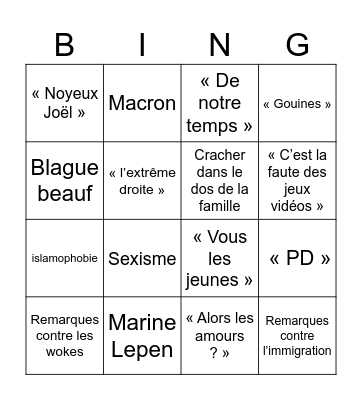 Bingo Noël Bingo Card