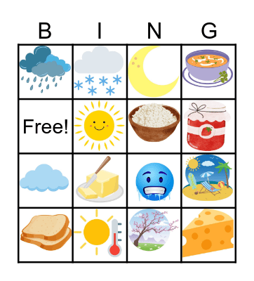 weather+ food Bingo Card