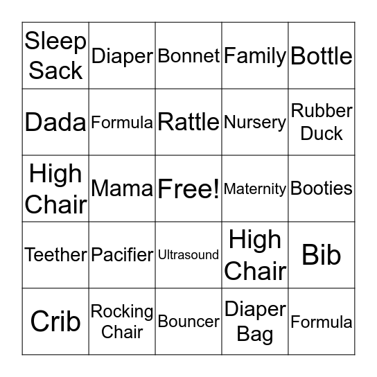 Charlotte's Baby Shower! Bingo Card
