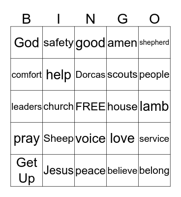 Good Shepherd Sunday Bingo Card