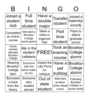 BCAA Salute to Seniors Ice Breaker Bingo Card