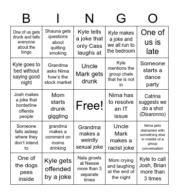 Whole ham jam Xmas bingo Card