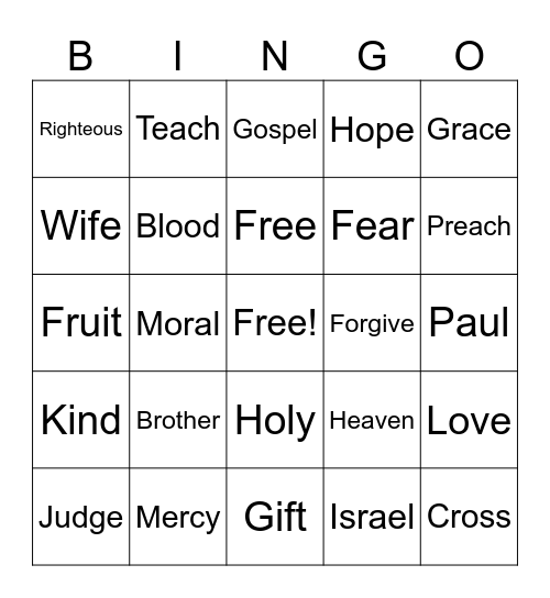 Basic Sermon Bingo Card