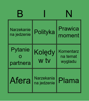 Święta Bingo Card
