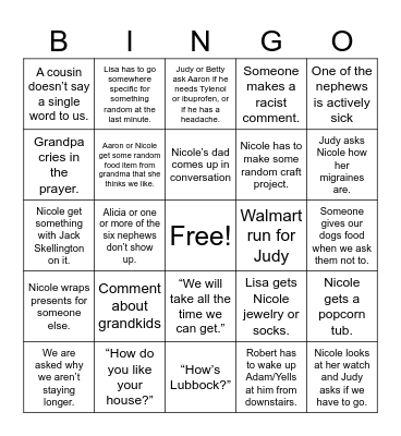 Christmas in Wichita Falls Bingo Card