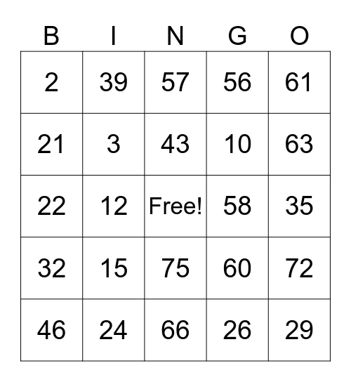 akong number Bingo Card