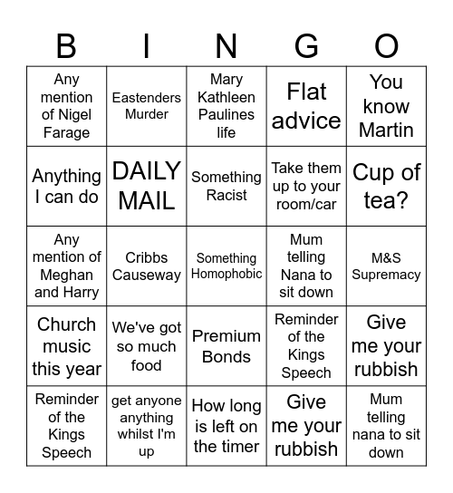 Christmas Bingo Card