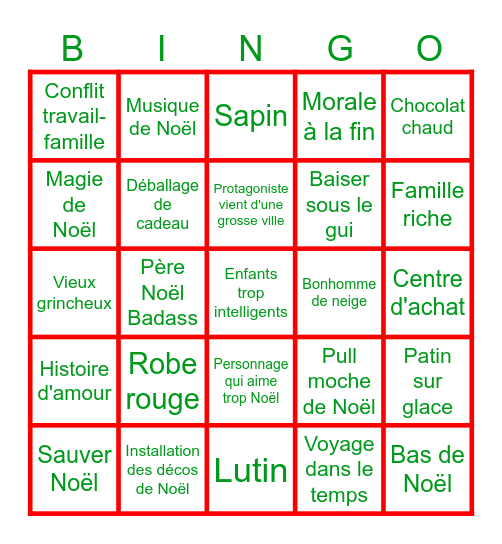 Noël cliché Bingo Card