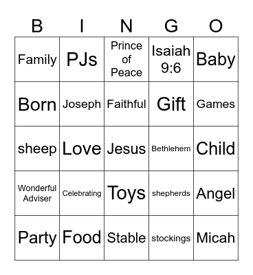 christmas bingo Card