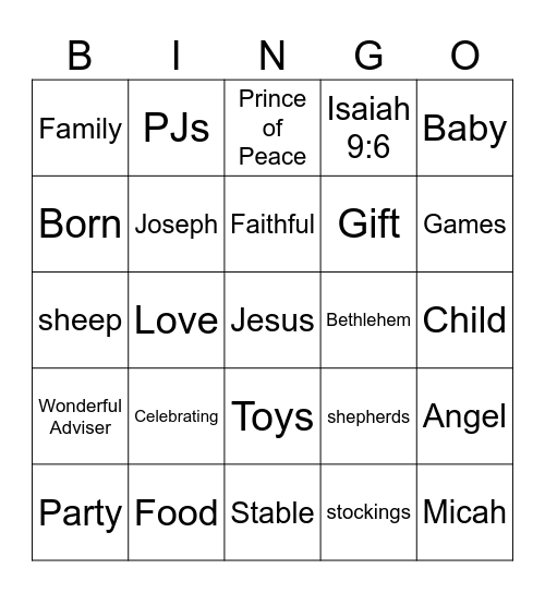 christmas bingo Card