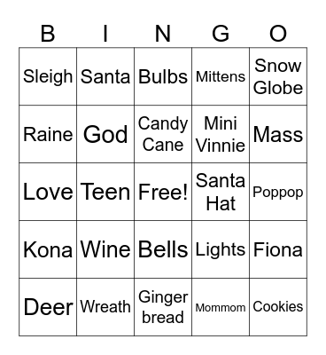 Christmas Bingo Card
