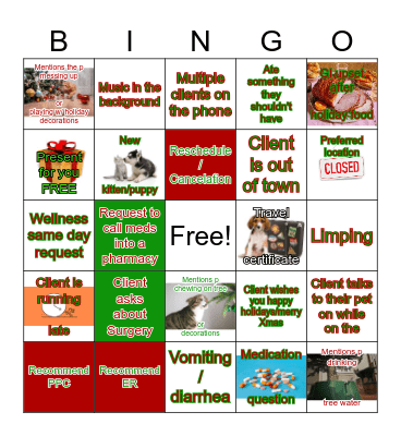 Christmas Eve Bingo Card