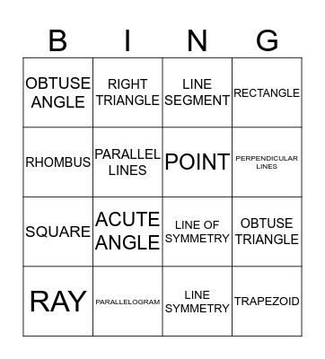 Geometry Bingo Card