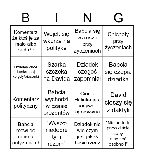 Święta Przyprawów Bingo Card