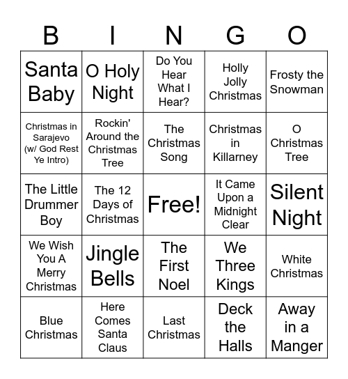 Xmas Bingo Super Fun Game Bingo Card