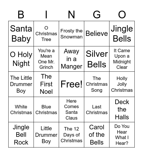 Xmas Bingo Super Fun Game Bingo Card