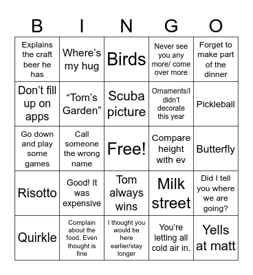 Grammy’s House Bingo Card