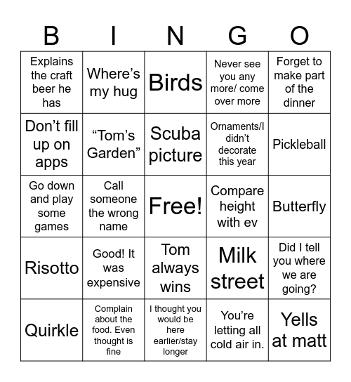 Grammy’s House Bingo Card