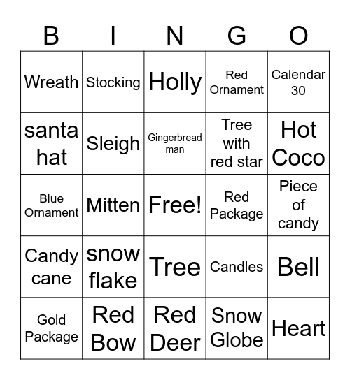 Christmas Bingo Card