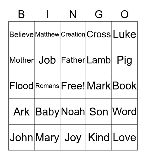 Bible Bingo Card