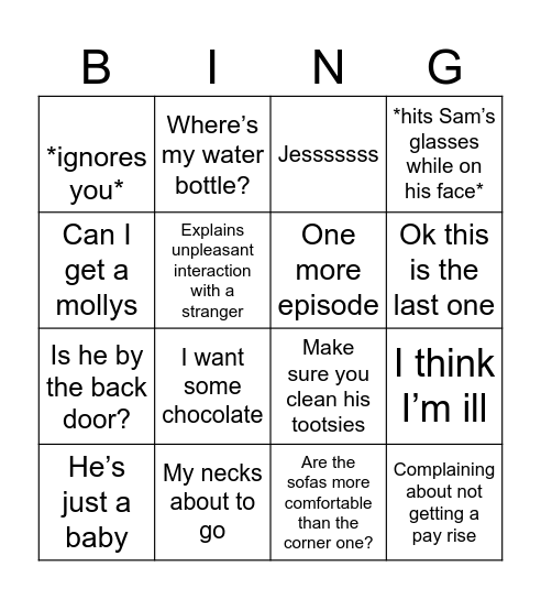 Angie Bingo Card