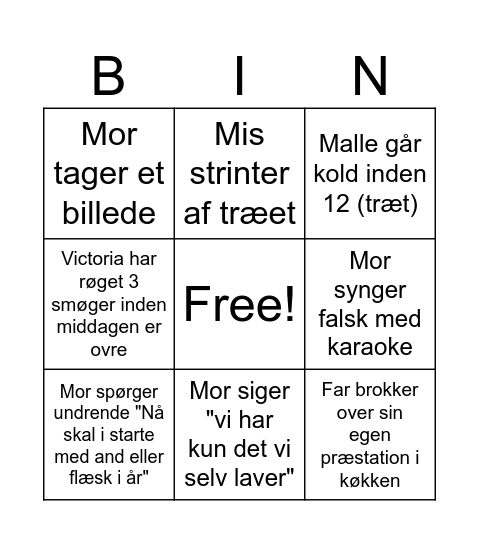 Jule bingo med Knutherne Bingo Card