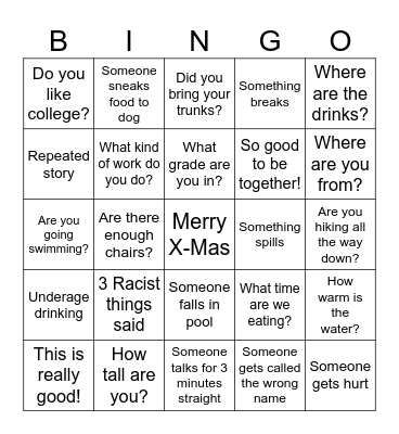 Family Bingo Card