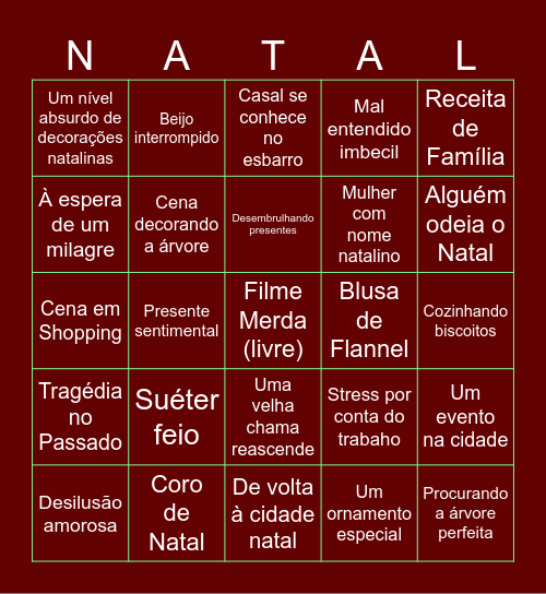 Bingo Filme Natal Merda Bingo Card