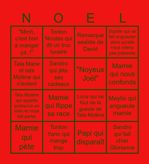 Noël 2023 Bingo Card