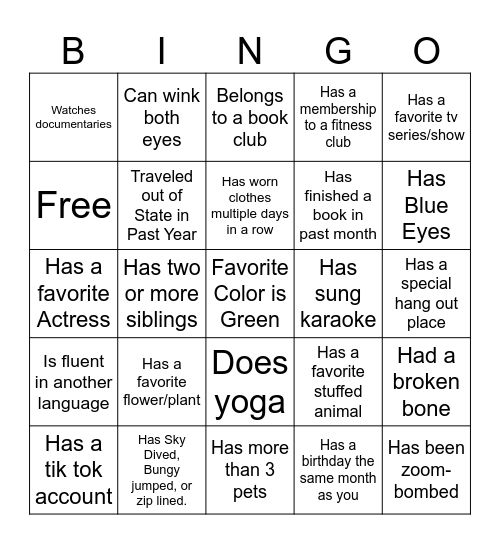 Ice-Ice Breaker! Bingo Card