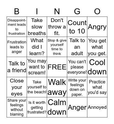 Frustration Bingo Card