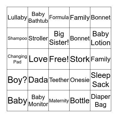 Charlotte's Baby Shower! Bingo Card