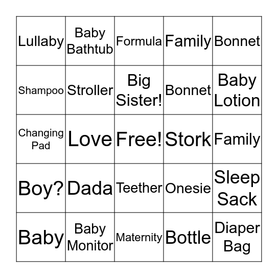 Charlotte's Baby Shower! Bingo Card