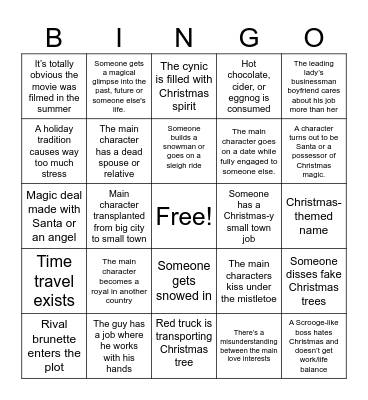 Hallmark 🎄 Movies Bingo Card