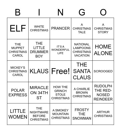 Christmas Bingo Card