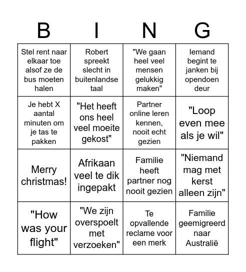 Kaart 1 Bingo Card