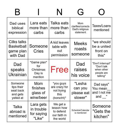 Holier than thou Bingo 2023 Bingo Card