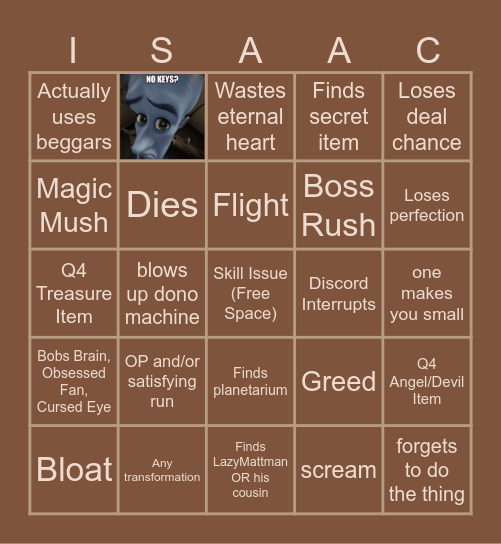 Isaac bingo!!!! Bingo Card